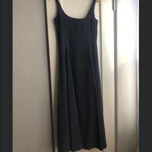 Ralph Lauren 100% Silk A-Line Navy Polka Dot Dress